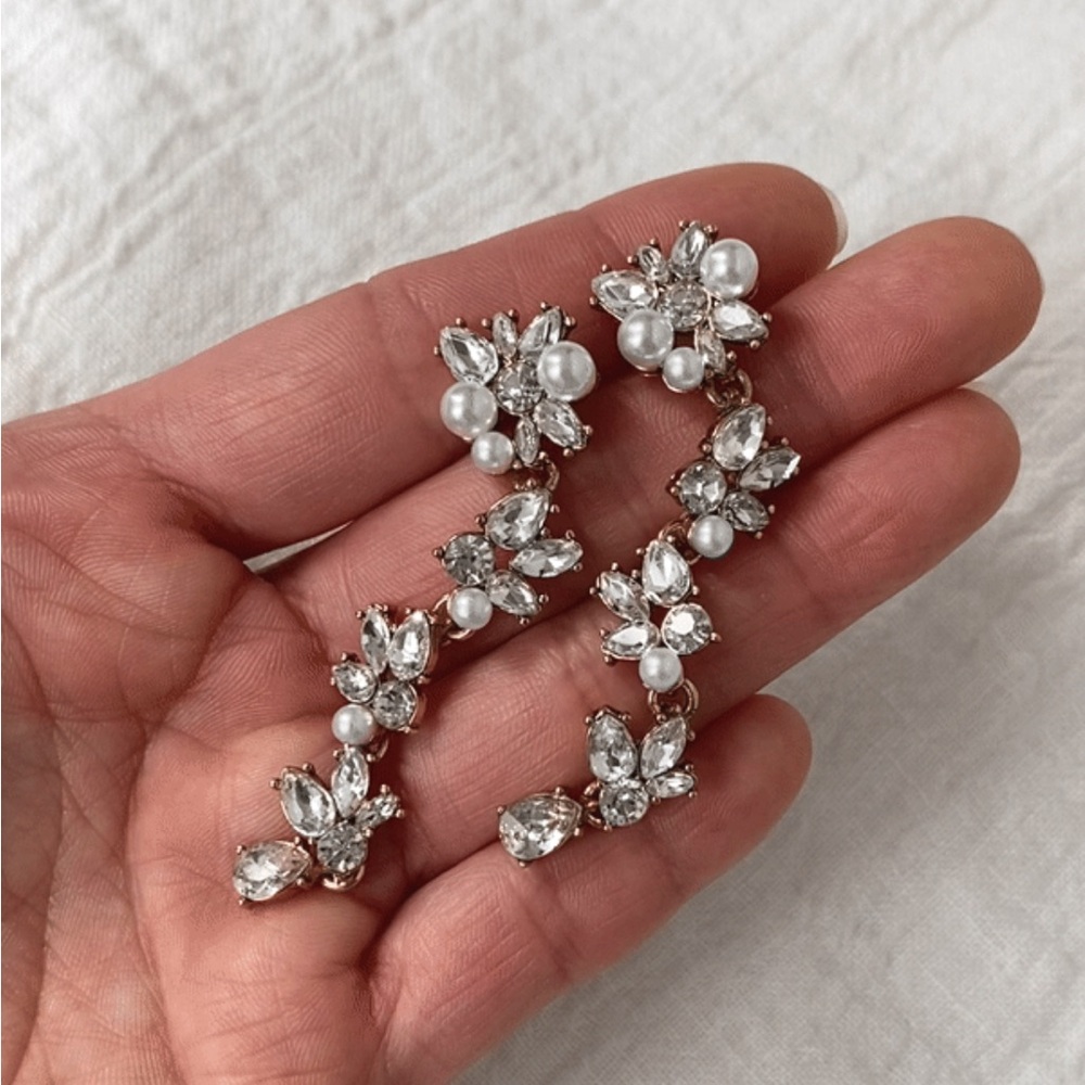 Olive & Piper clip-on earrings - silver, pearl, crystal